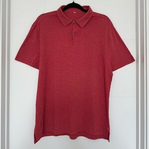 Men’s Lululemon Red Polo Heathered Short Sleeve Logo Active Mens L